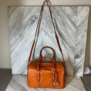 Michael Kors Burnt Orange Leather Bedford Legacy Duffel Satchel Medium $328 New
